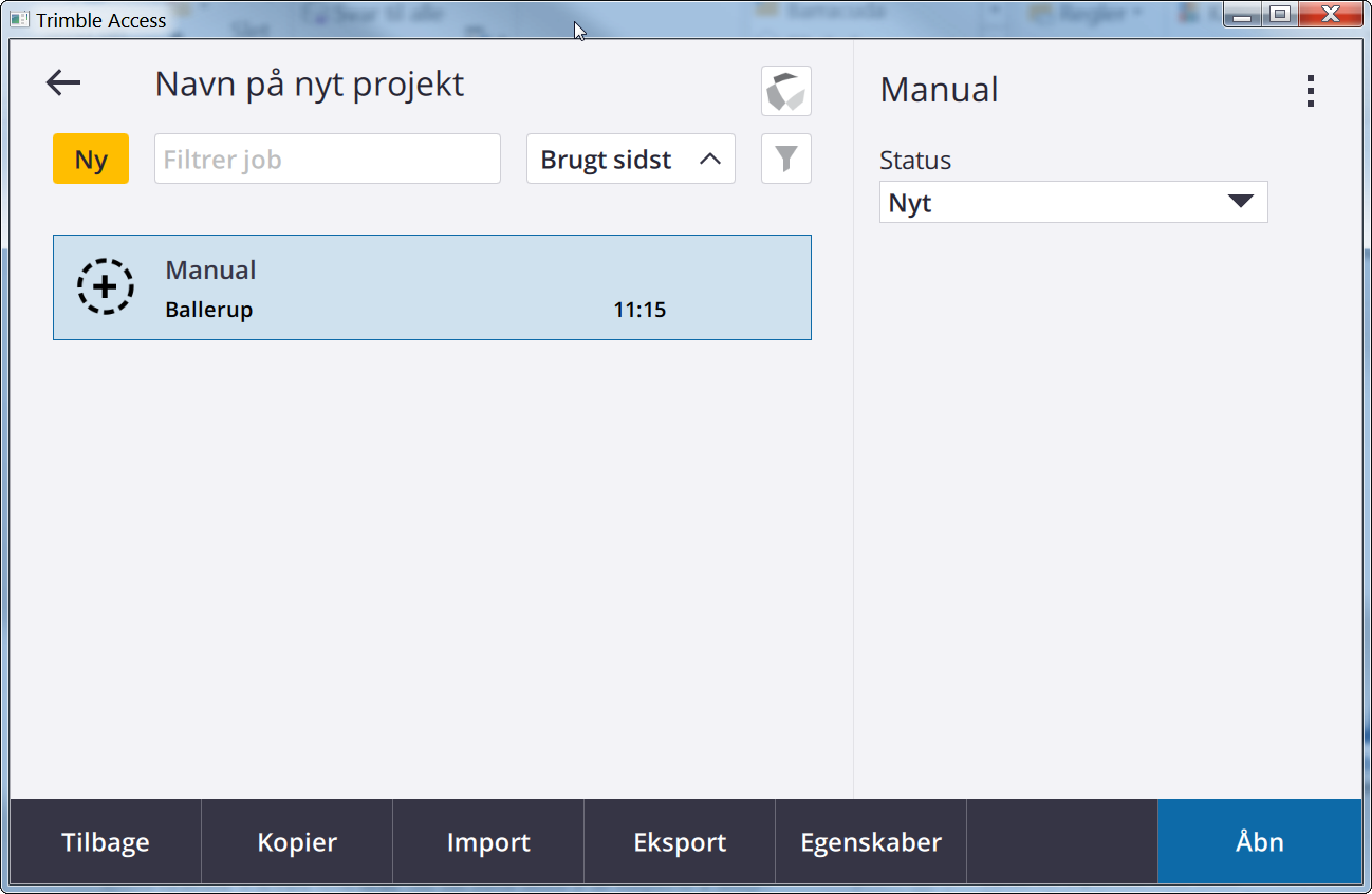 Trimble Access Navn på nyt proekt